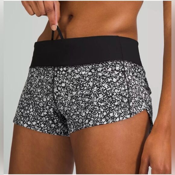 Lululemon Speed Up Shorts, Size 8, Black and Floral - Picture 1 of 7